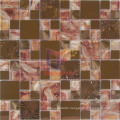 Wallpaper Backed Glass Mix Gold Stainless Steel Mosaic (CFM923)